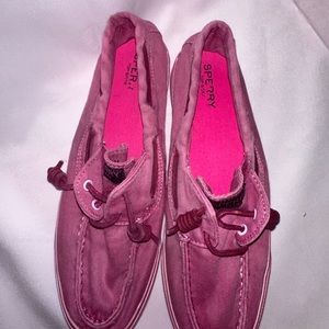 Hot pink sperry boat shoe